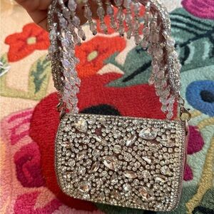 Elegant Silver Crystal Embellished Women's Bag